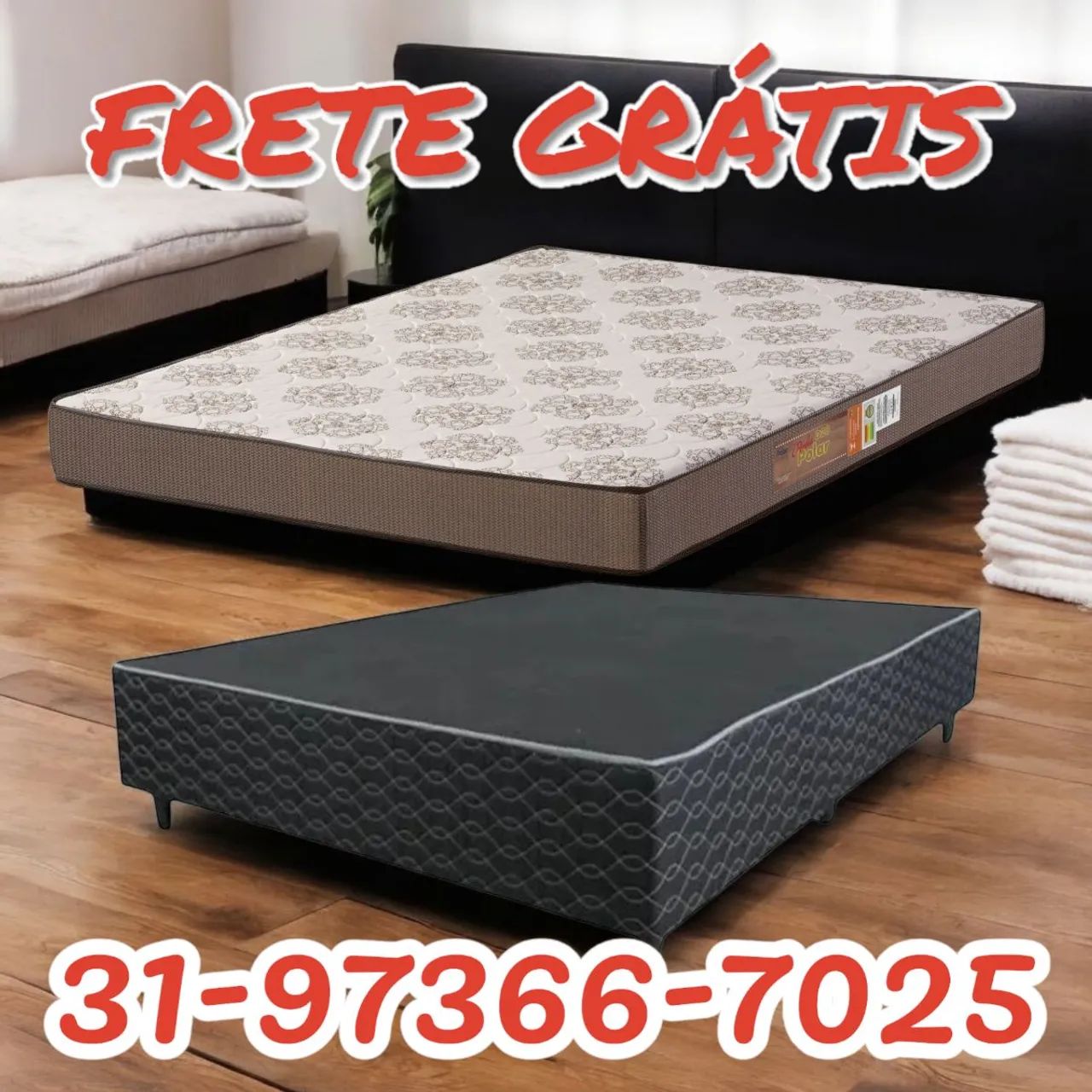 COLCHÃO CASAL D33 SÓ ESPUMA + BASE BOX 