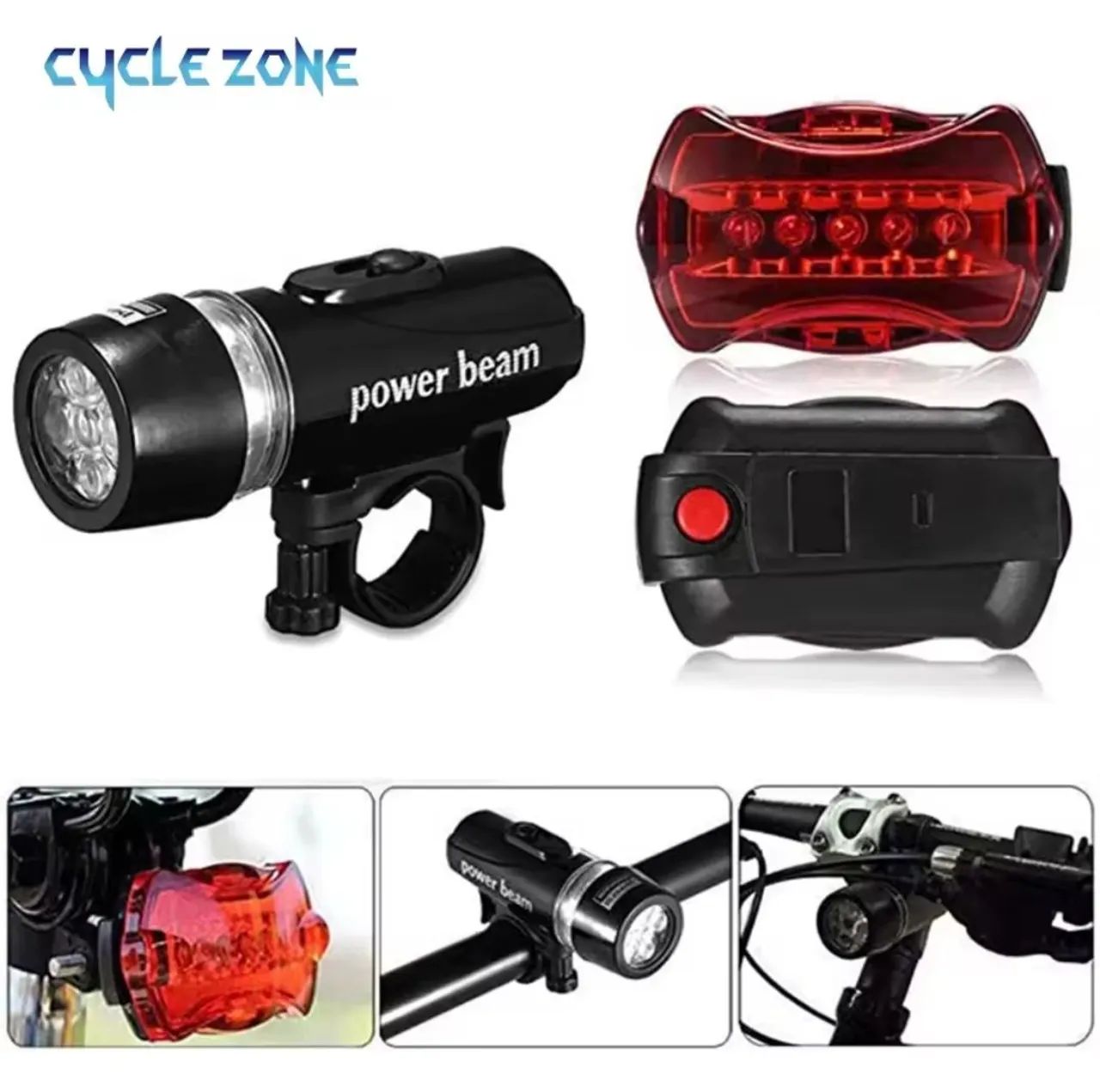 Kit de Farol e Lanterna para Bicicleta - Power Beam - Foto 2