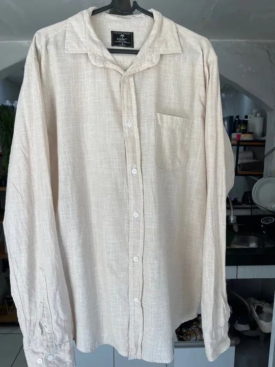 Camisa linho bege claro - Foto 3