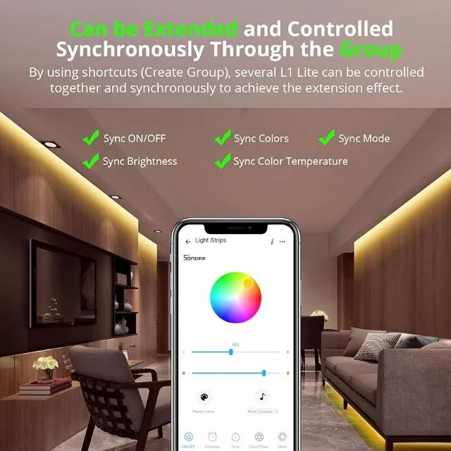 Fita De Led Sonoff L1 Lite Wifi Inteligente 5m Rgb Alexa Google 110V/220V - Foto 3