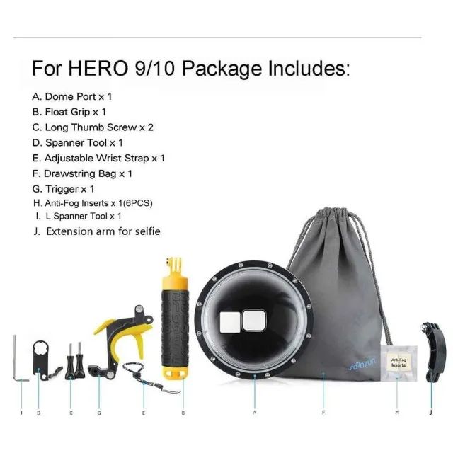 Dome Telesin 6 Polegadas (com gatilho) para GoPro Hero modelos 9/10/11/12 - Foto 2