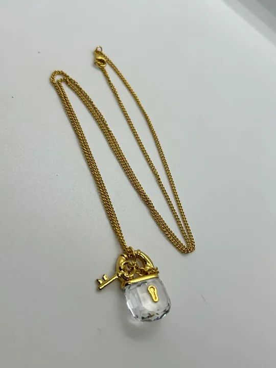 Colar Swarovski Dourado Cadeado em Cristal - Foto 3