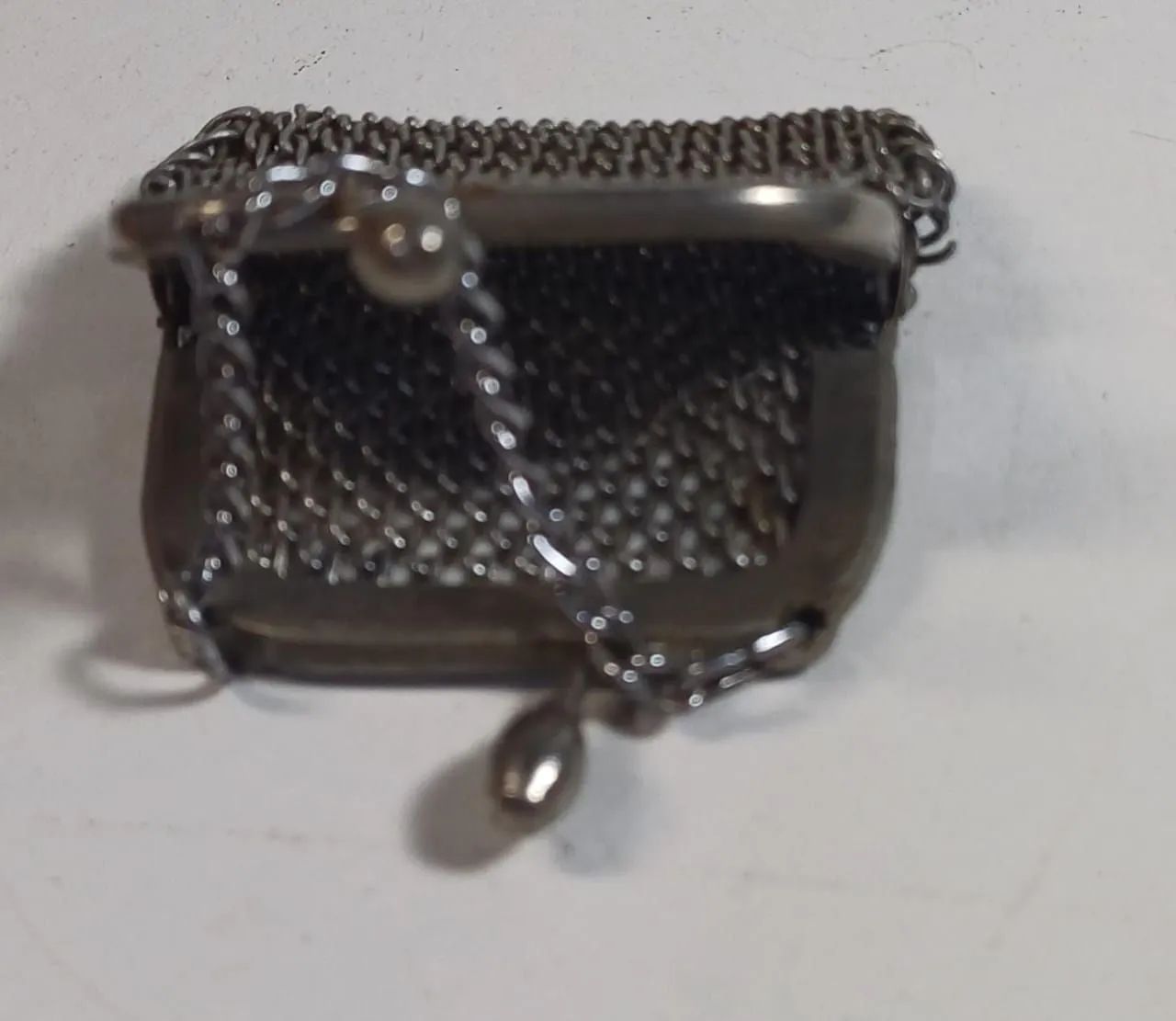 Bolsa de mão vintage em metal prateado - Foto 4
