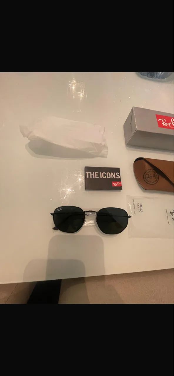 Óculos rayban hexagonal tamanho padrão todo preto 
