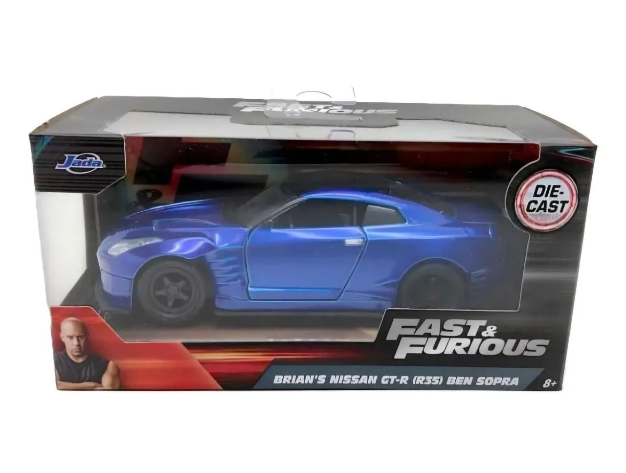 Carro Fast & Furious Nissan GT-R (R35) Ben Sopra Die-Cast Azul Jada 1:32 - Foto 4