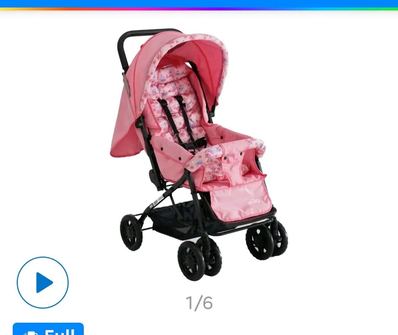 Carrinho de Bebê Dobrável Rosa - Foto 6