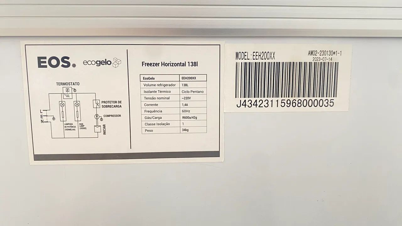 VENDO Expositor horizontal EOS 138 litros eco gelo tampa de vidro