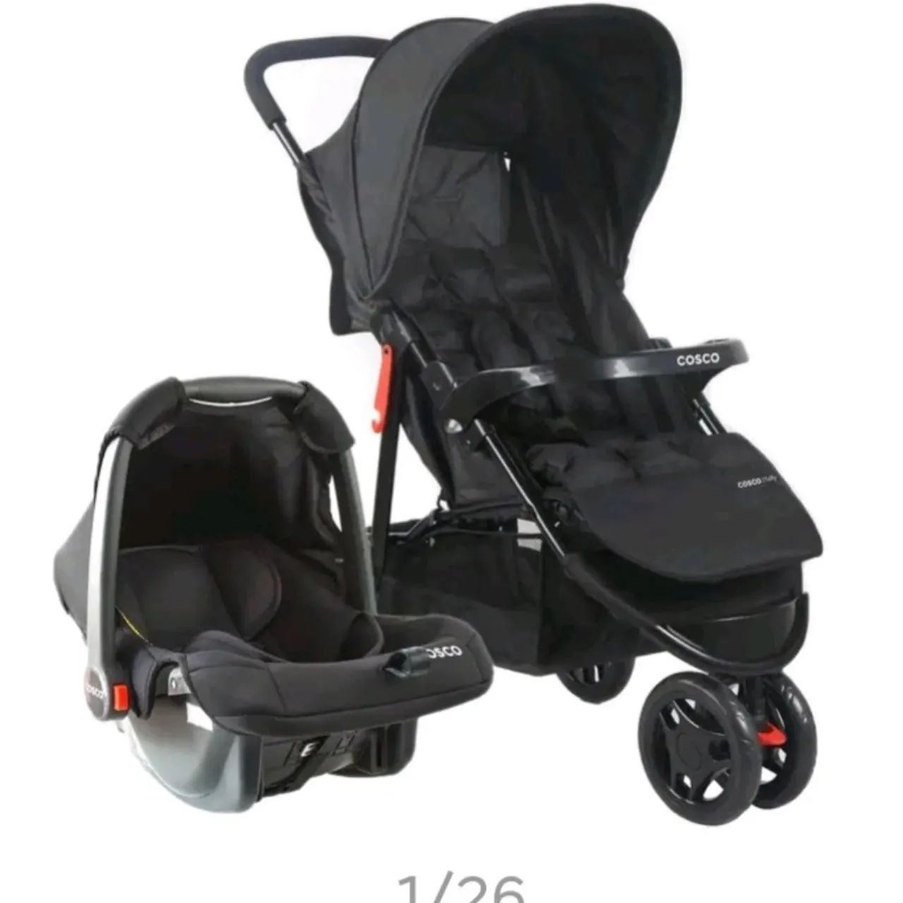 Carrinho de Bebê Cosco Toffy Duo 3 Rodas Preto - Foto 2