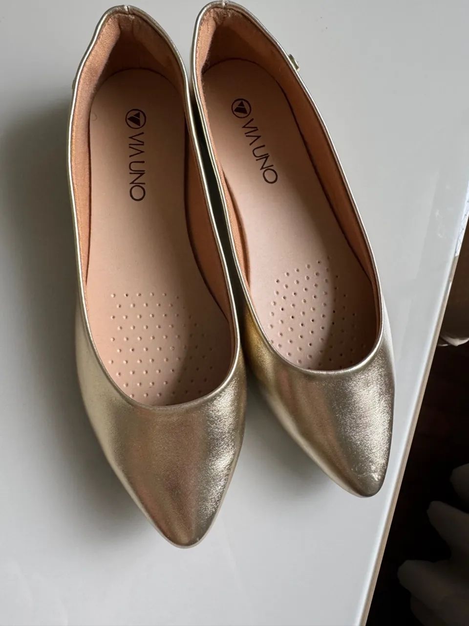 Sapatilha Dourada Via Uno NOVA Calçados Centro, Belo Horizonte