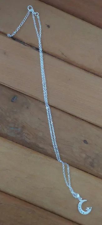 Colar Banhado a Prata com pingente de Prata Lua e Estrela - Novo - Foto 6