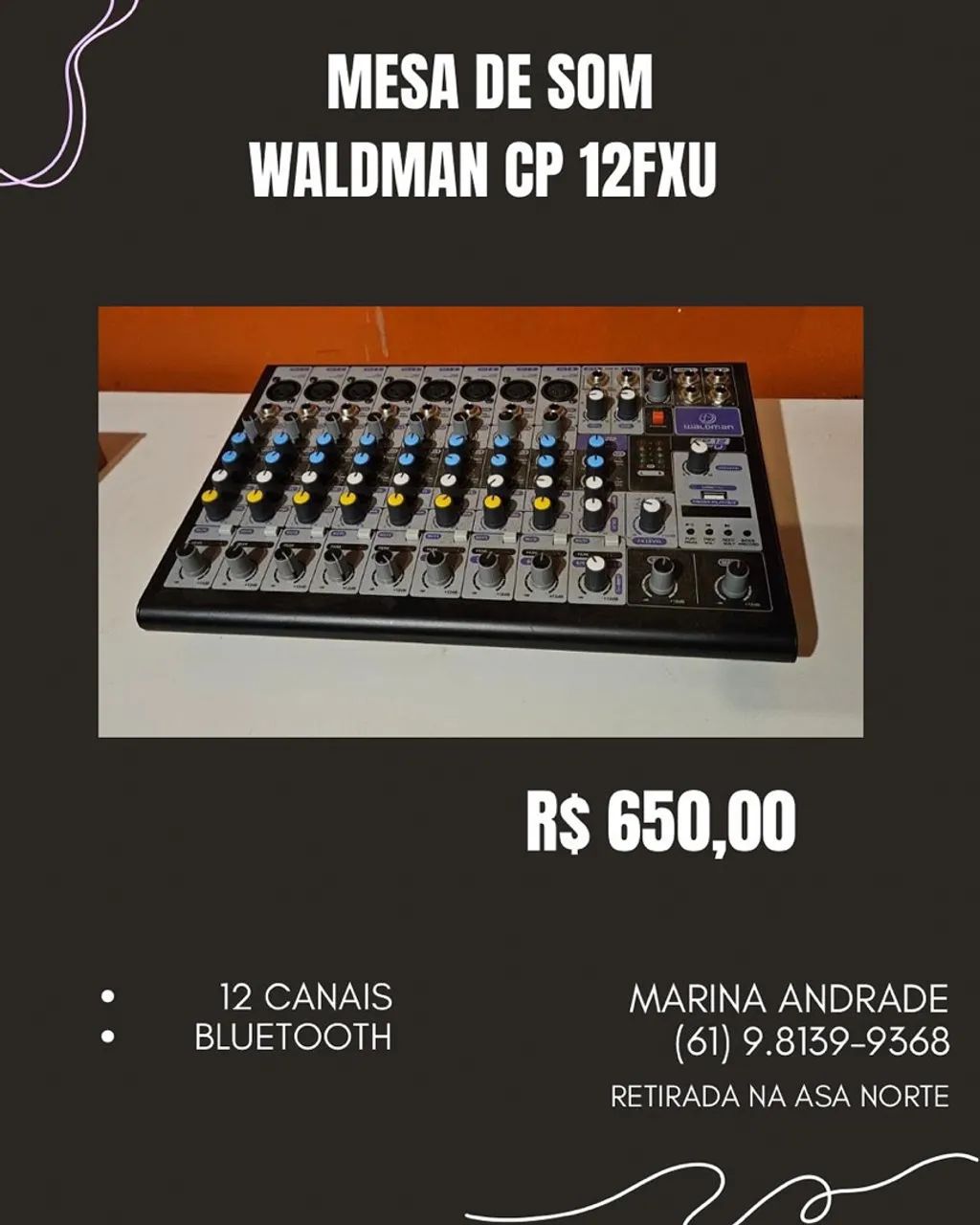 Mesa de Som Waldman CP 12FXU - 12 Canais