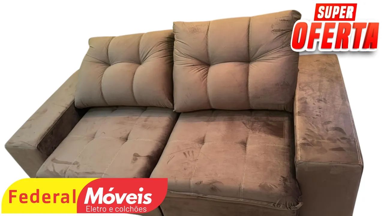 Sofá em Oferta 2,00m Veludo Retrátil e Reclinável Novo - Fazemos Entregas 