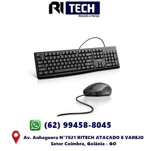 Kit Teclado E Mouse Com Fio USB Escritorio 