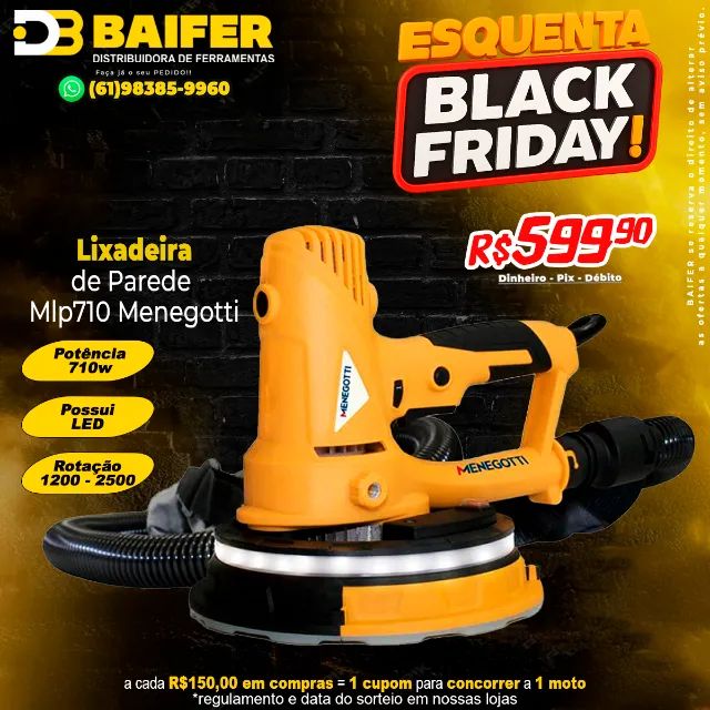 Lixadeira de Parede 710w Com Led Mlp710 Menegotti