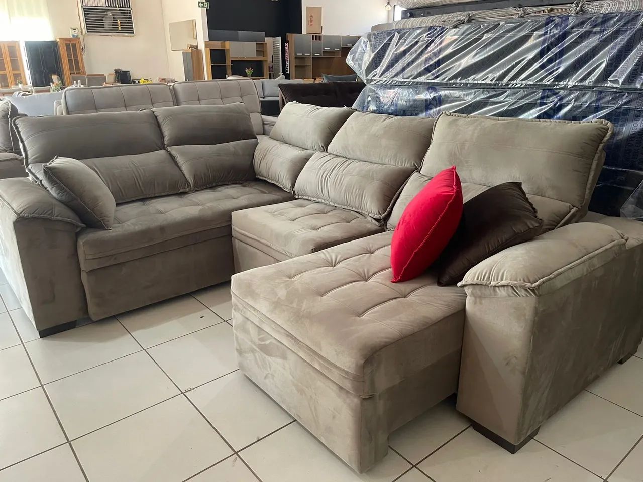 Sofa de canto molas ensacadas conforto e qualidade 