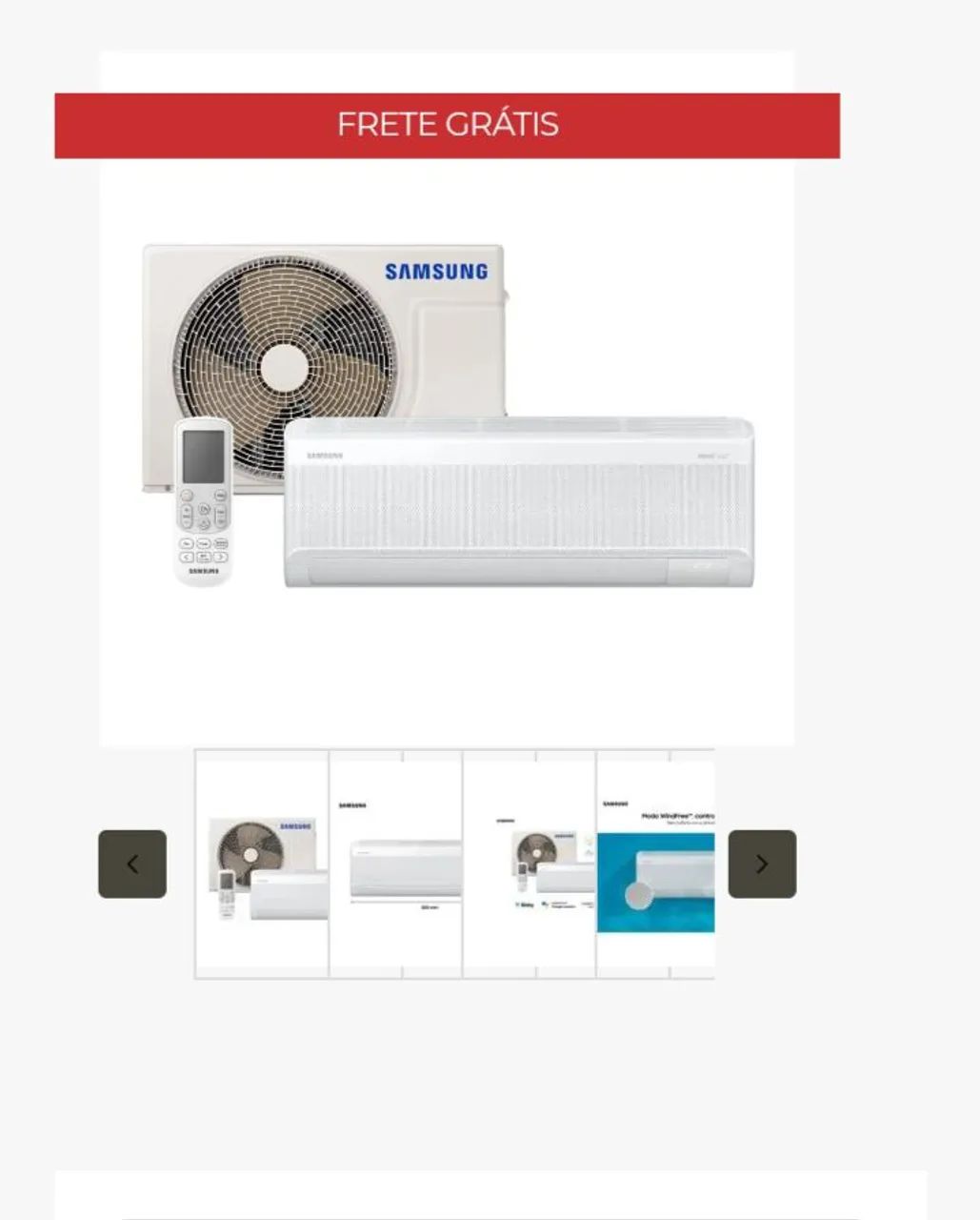 Ar Condicionado Split Samsung 12000 BTUs wind free invert