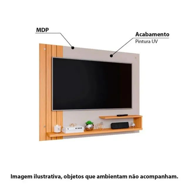 "Painel Dunas Compacto: Sofisticação com Detalhe Ripado para TV de até 50  - Foto 2