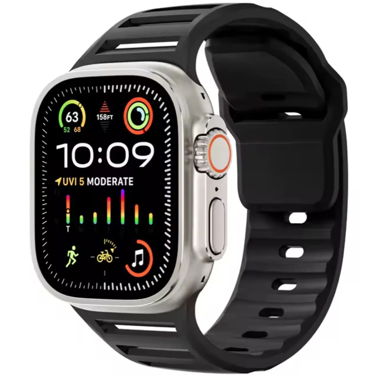 Pulseira Apple Watch Ultra  de Silicone Alta Resistência Preta