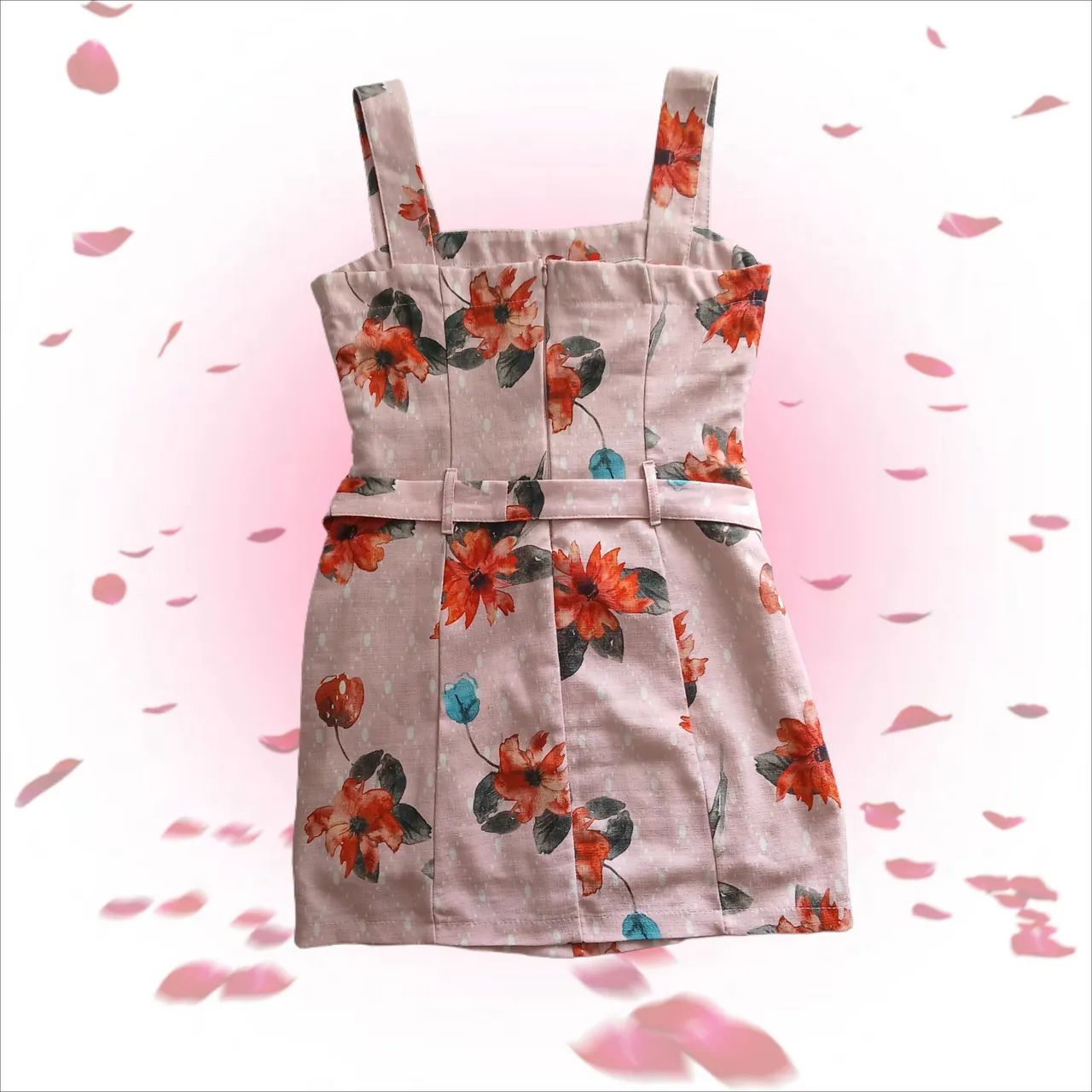 Vestido florido rosa com botões  - Foto 2