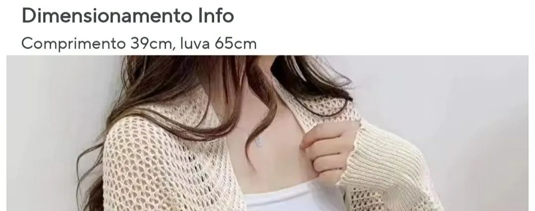 Cardigan Crochê Bege importado - NOVO - Foto 3