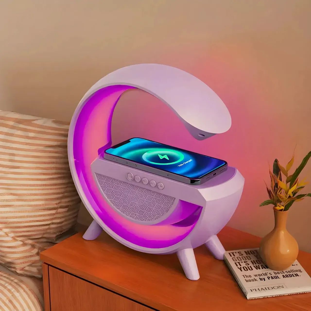 Luminária Inteligente com Caixa De Som e Carregador Indução - Foto 4