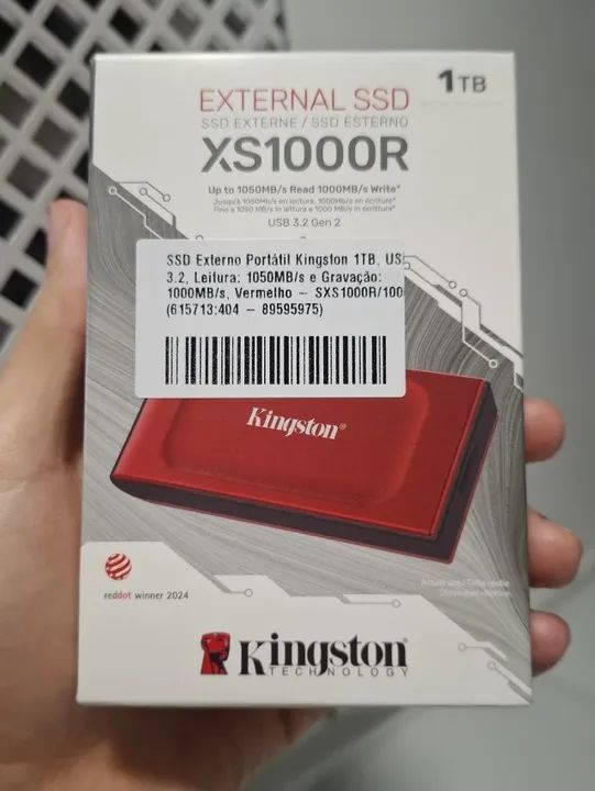(Lacrado) SSD Externo 1TB Kingston XS1000 | USB 3.2 Gen 2x2 | L: 1050 MB/s, G: 1000 MB/s - Foto 3