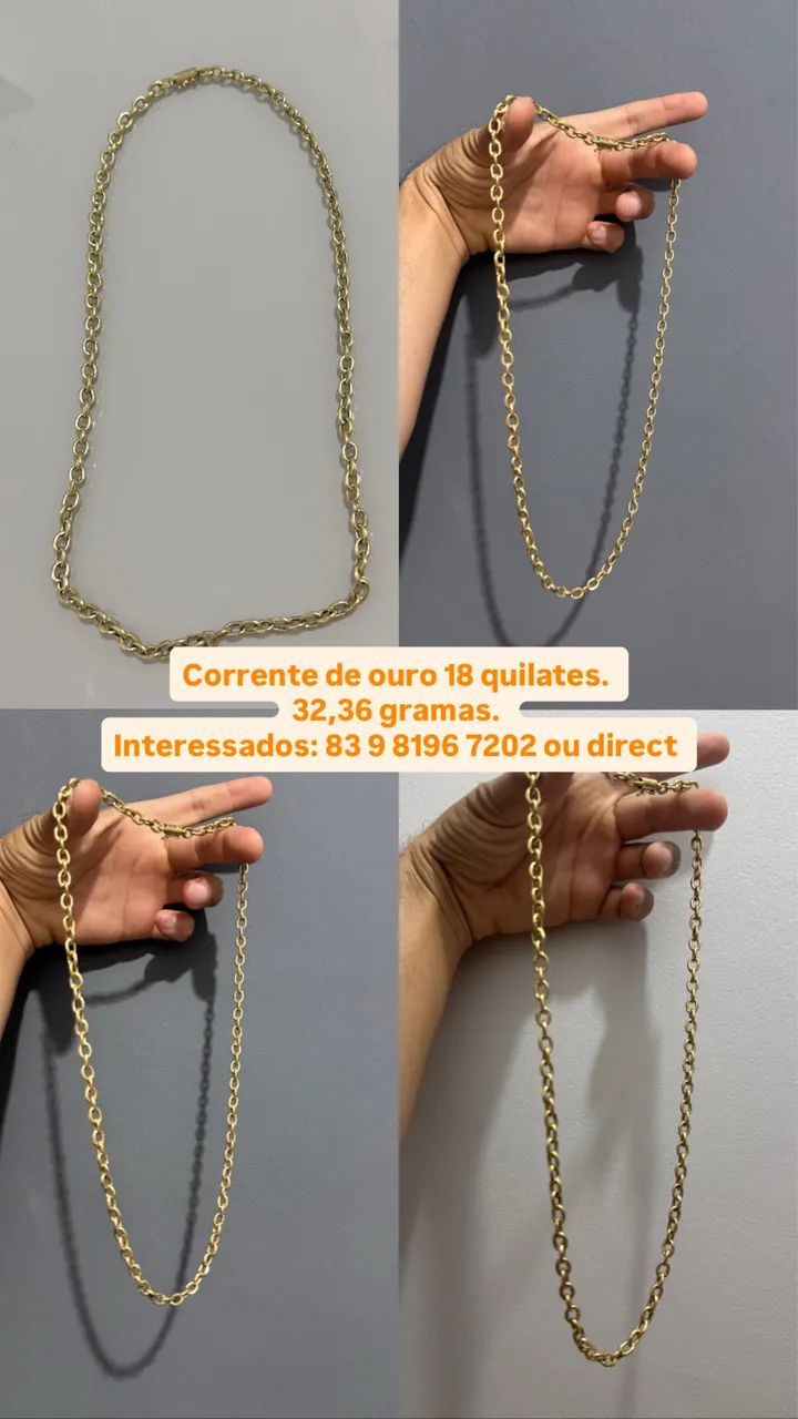 CORRENTE DE OURO 18 QUILATES DE 32,36 GRAMAS. 