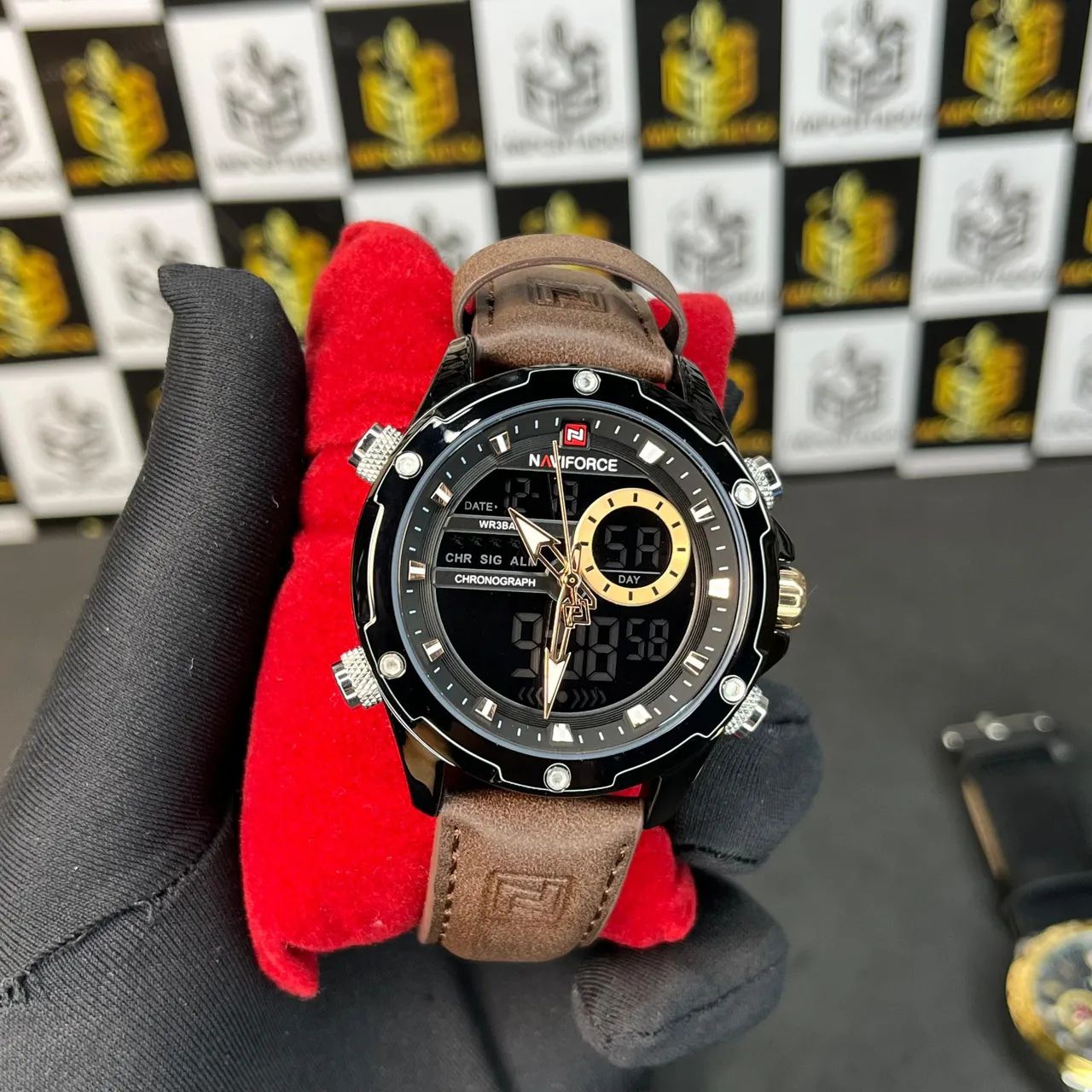 Relógio Masculino Naviforce 9208 Analógico Digital - Pulseira Marrom - Foto 4