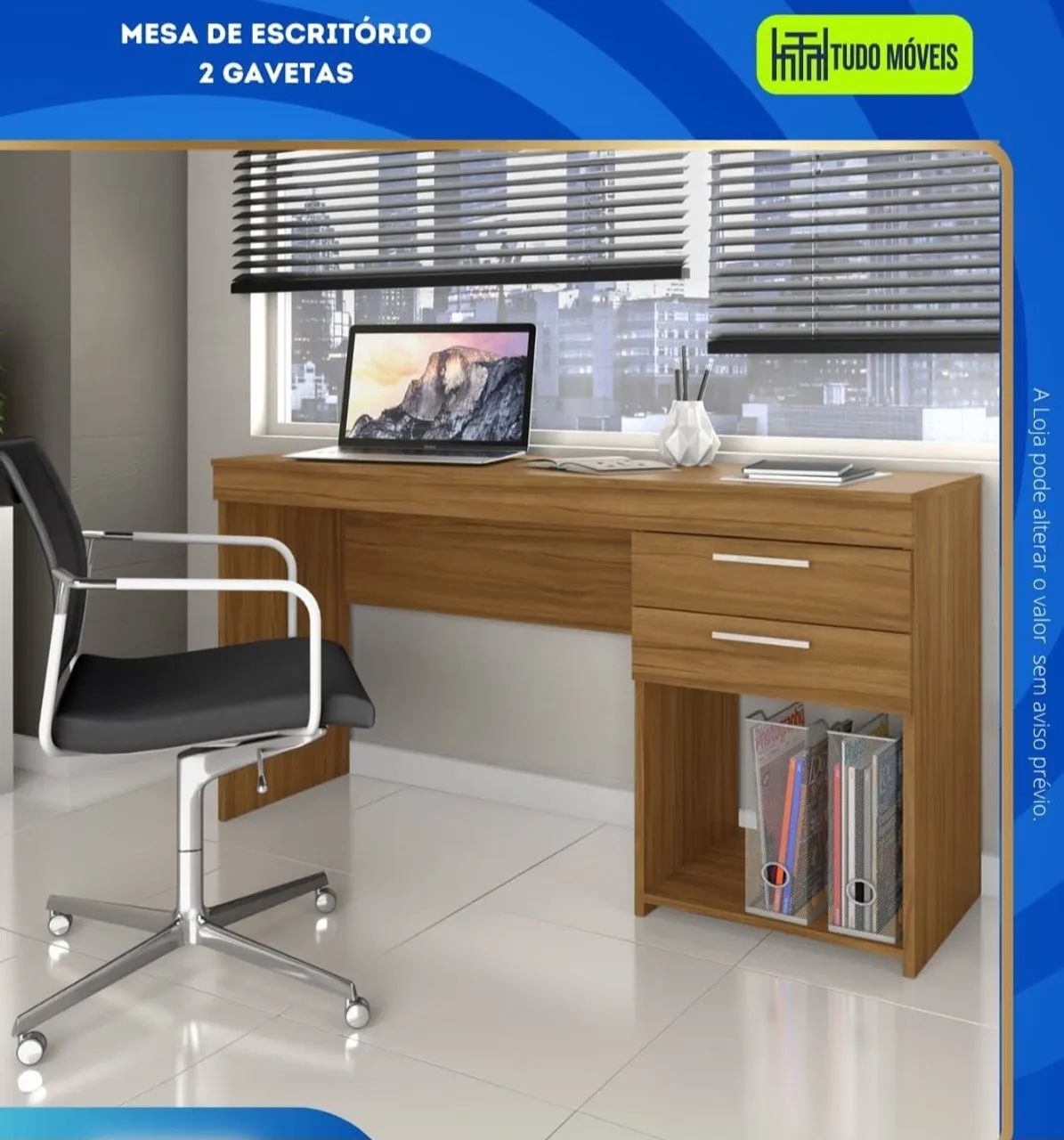 MESA ESCRITÓRIO COM 2 GAVETAS  - Foto 2