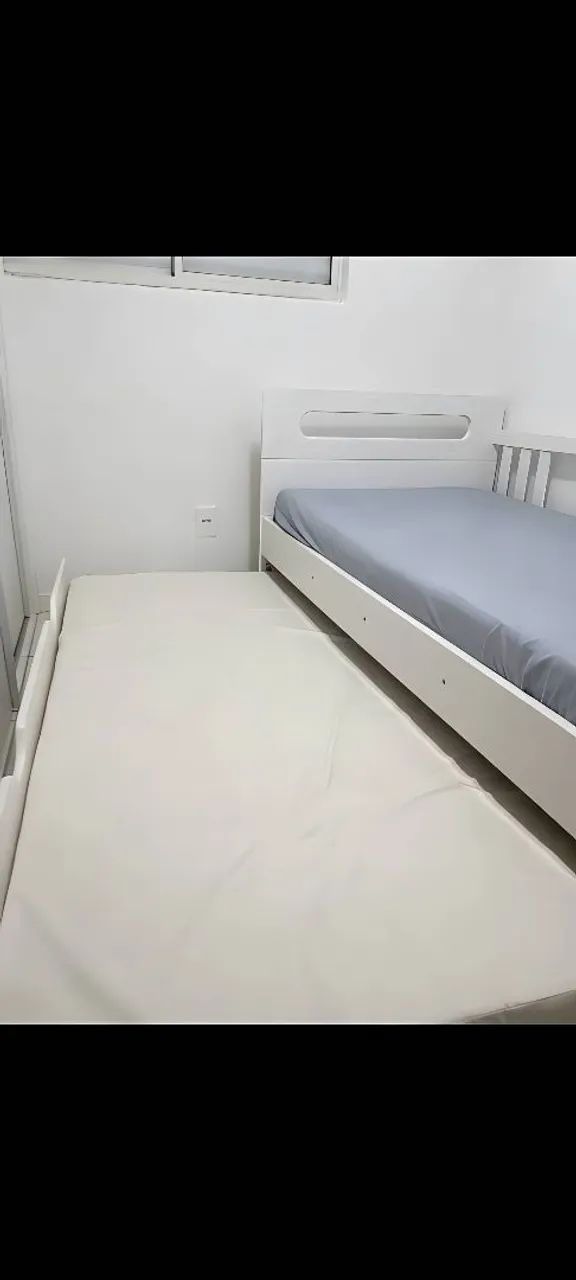 Cama Solteiro com Cama Auxiliar / Bicama Branca - Excelente Estado! - Foto 3