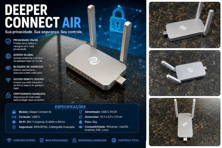 Deeper Connect Air | VPN/DPN Global Sem Mensalidade + Bloqueio de Anúncios  - Foto 2