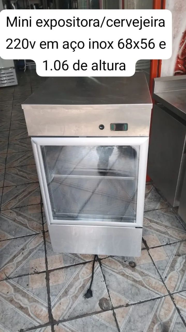 Mini geladeira expositora 220v em inox