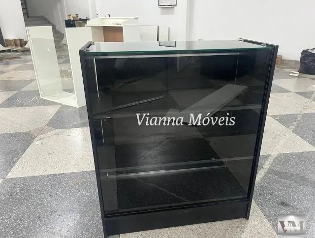 Balcão Vitrine  MDF Preto com Porta e vidro superior  - Foto 3
