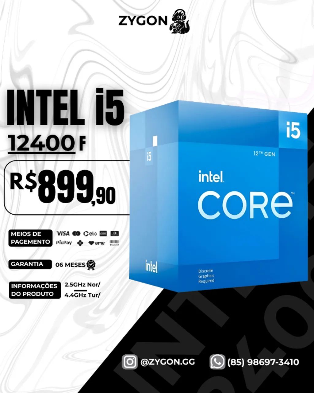 S/ NOVO] Processador Intel Core i5 12400F + Cooler Box - Garantia