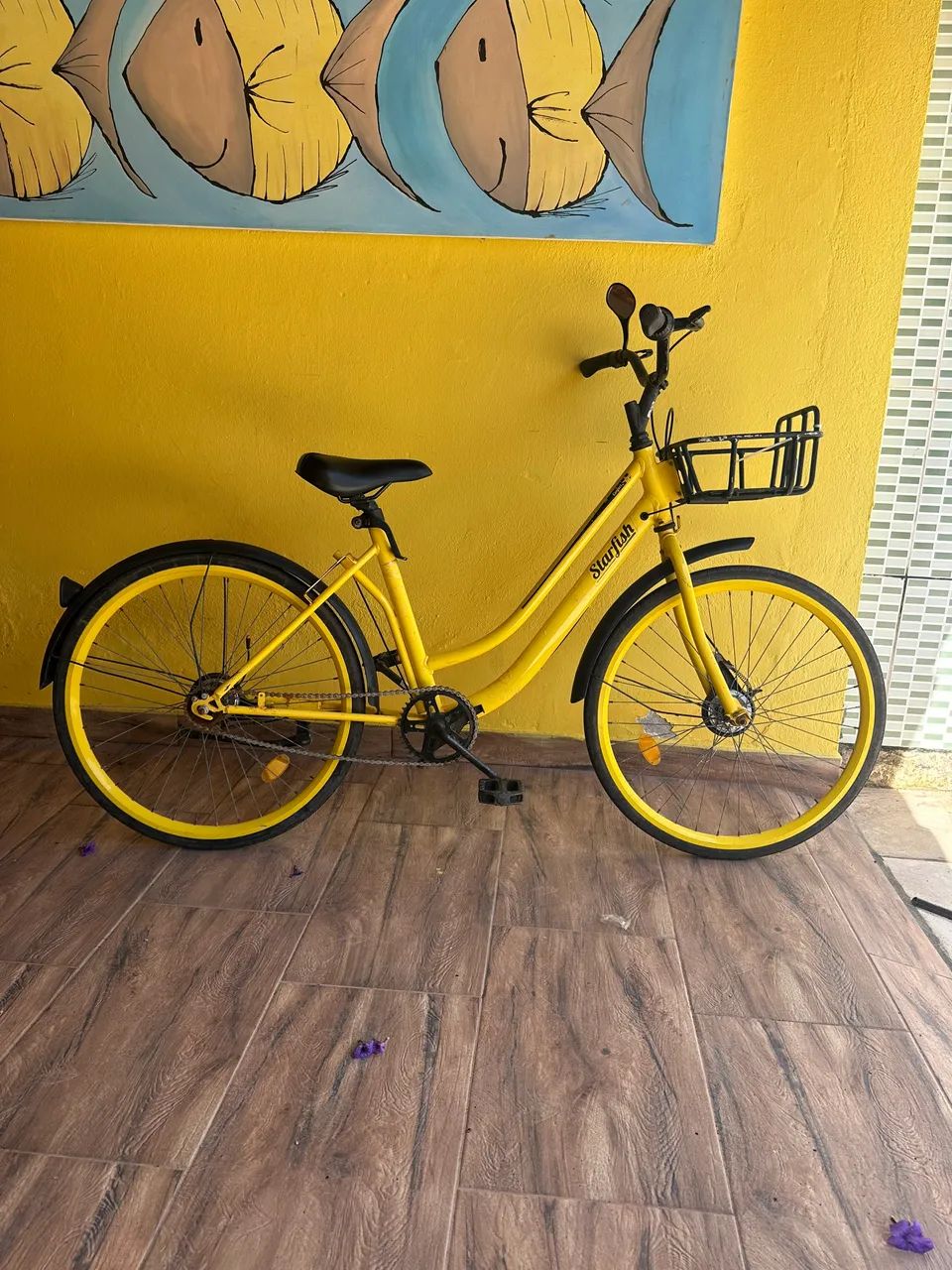 Bicicleta Urbana Starfish Aro 26 Amarela com sexta 