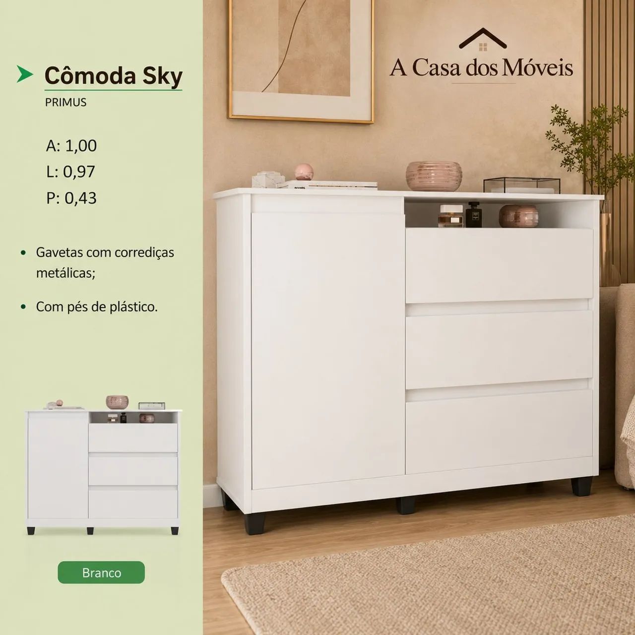 Cômoda Sky - Branca 