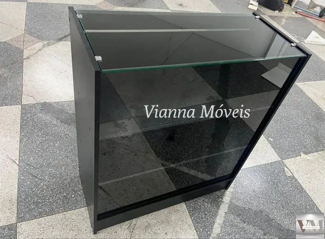 Balcão Vitrine  MDF Preto com Porta e vidro superior  - Foto 2