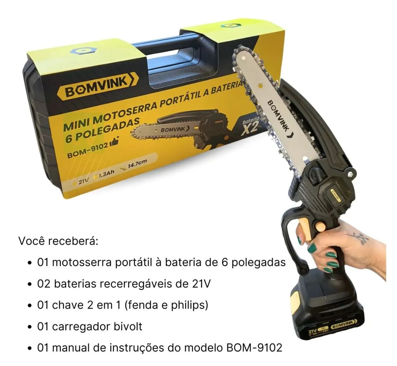 Motosserra Elétrica Portátil 8 Polegadas Bivolt Profissional - Foto 5