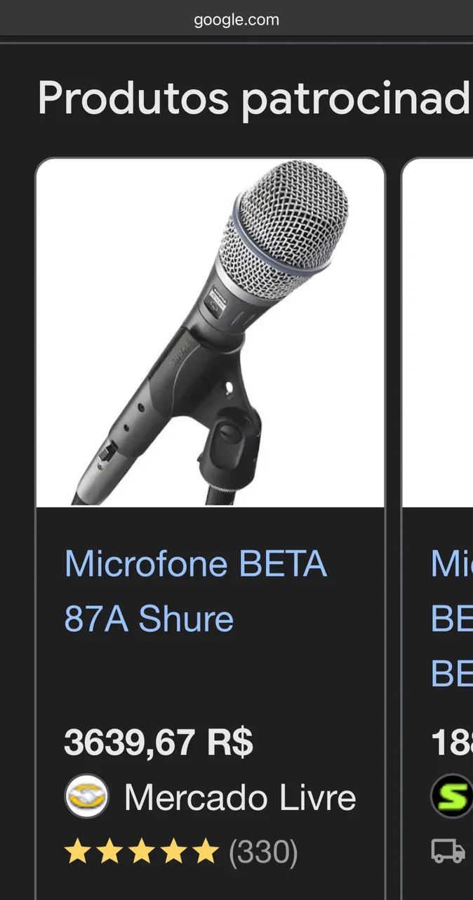 Microfone de voz SHURE Beta87A TOP DE LINHA - Foto 2