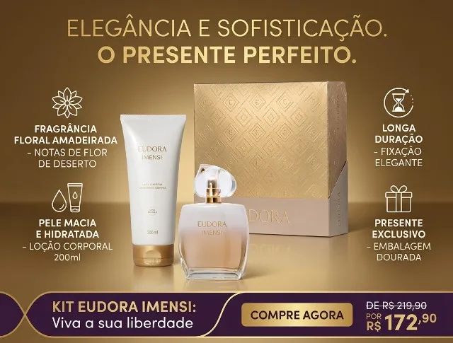 Kit Presente Eudora Imensi: Perfume Colônia 100ml + Loção Corporal 200ml