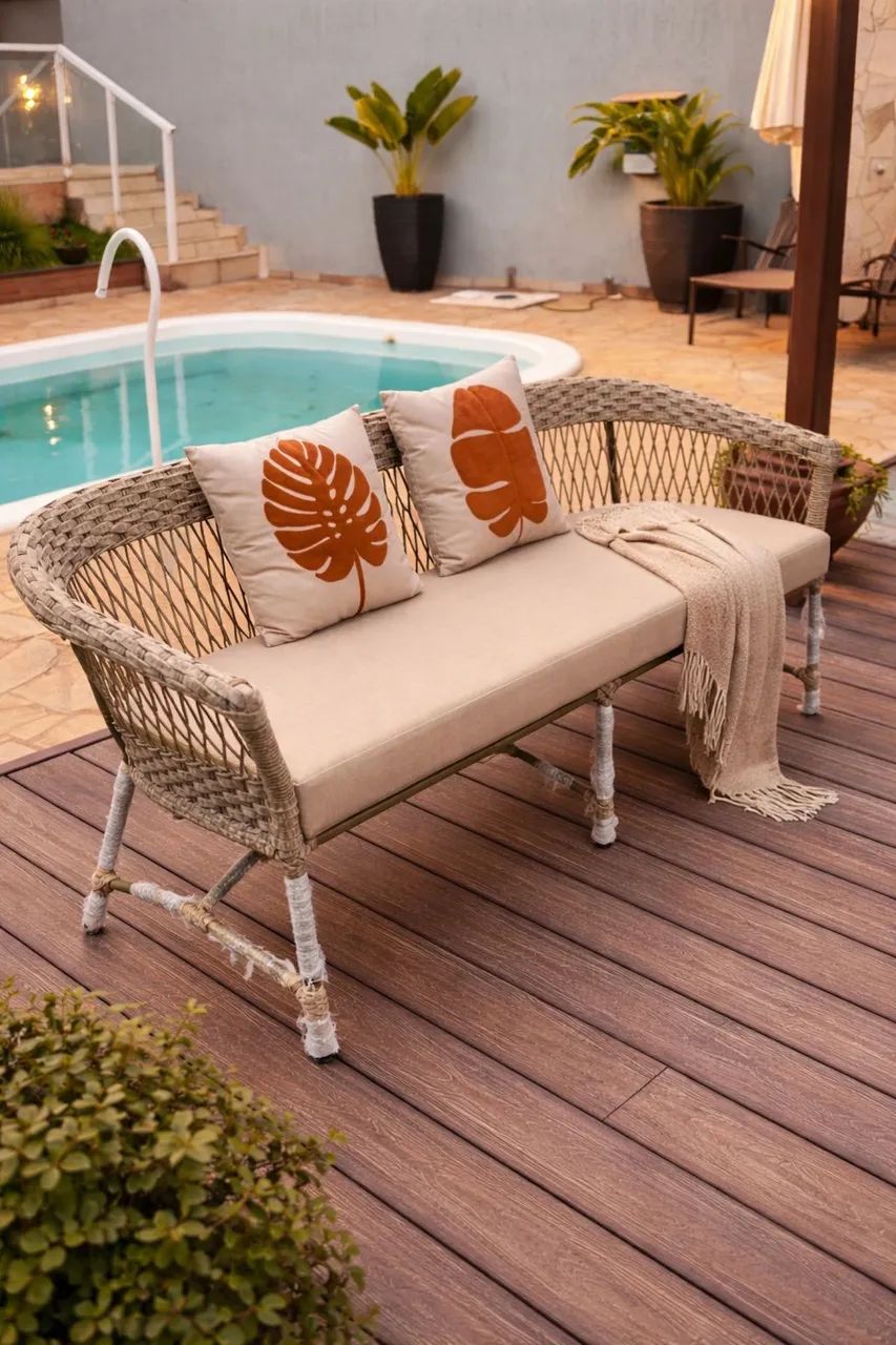 Sofa área externa namoradeira corda nautica alumínio sacada - Foto 2