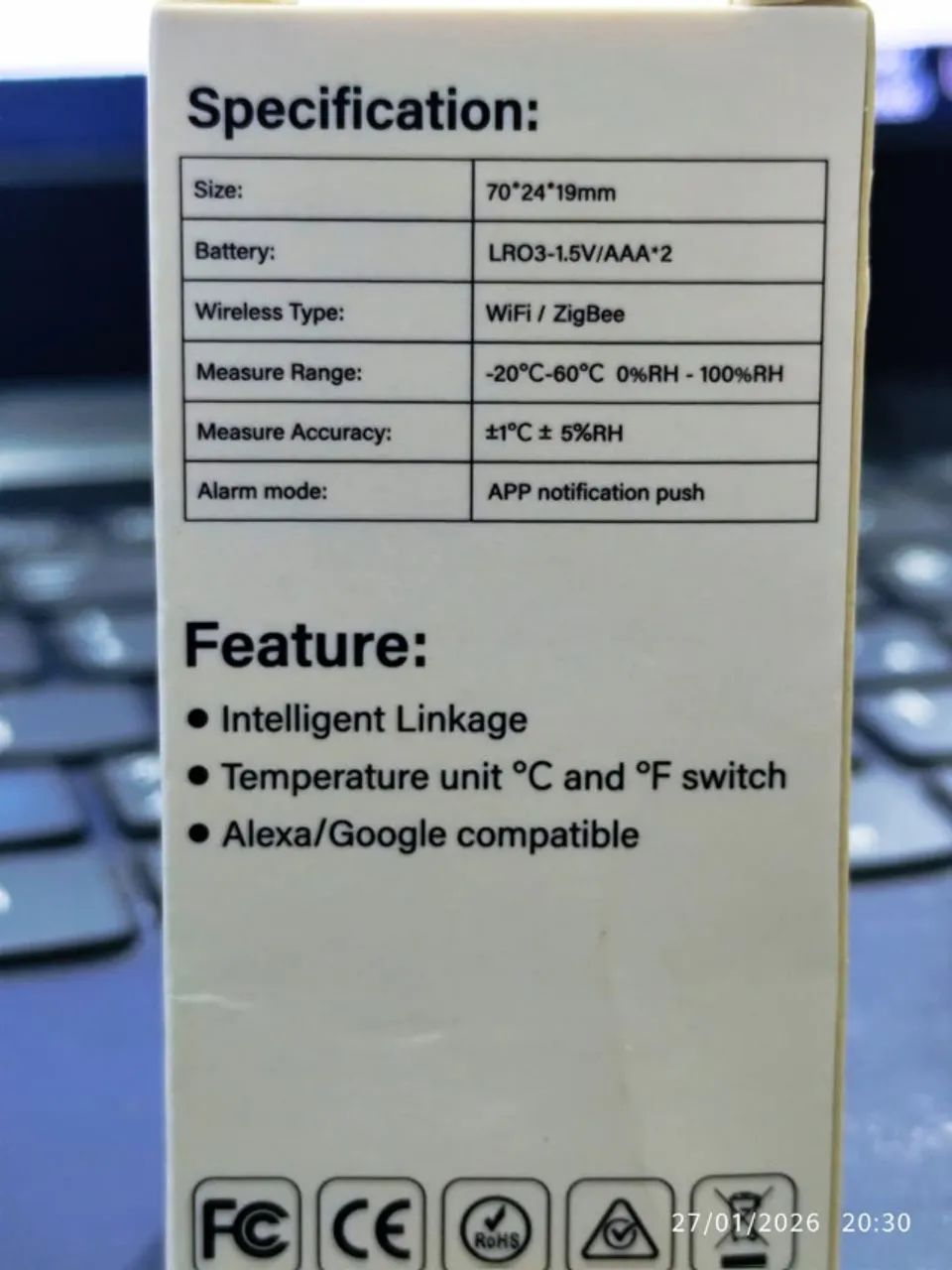 Sensor de Temperatura e Umidade Tuya Zigbee Smart Home Tempe - Foto 3