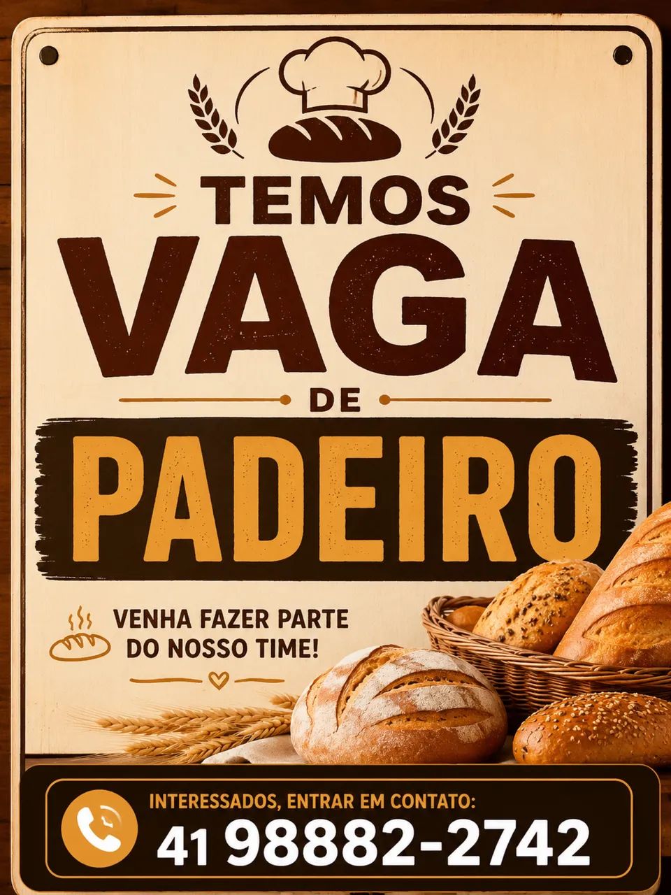 Vaga de padeiro 