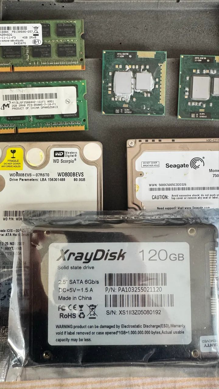 Kit Notebook Antigo - processador , memória RAM ddr3 , ssd e HD
