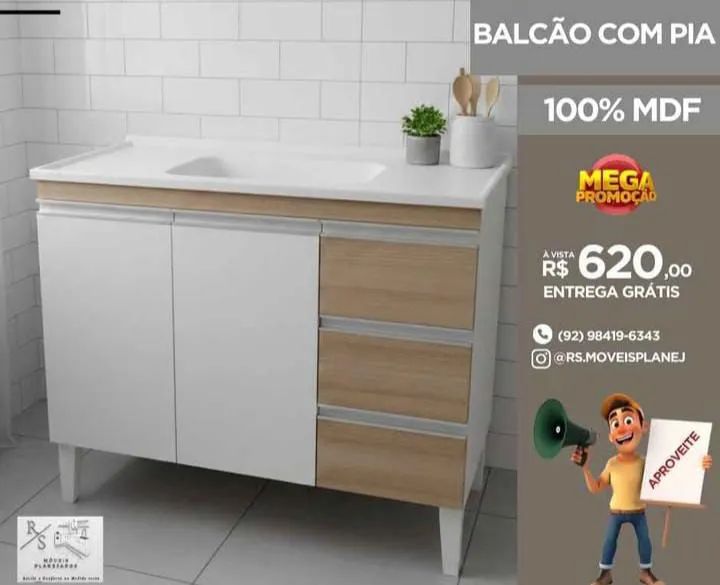 Balcão de cozinha com pia  - Foto 2