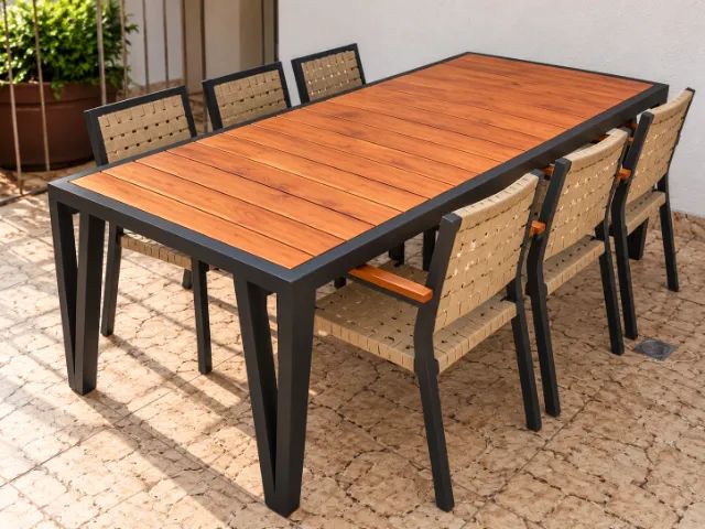 Mesa de Jantar 2,20m com 6 Cadeiras Madeira e Ferro - Foto 4