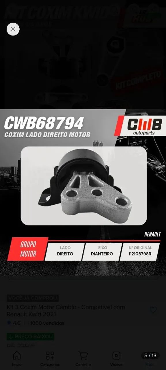 Kit coxim kwid  - Foto 2