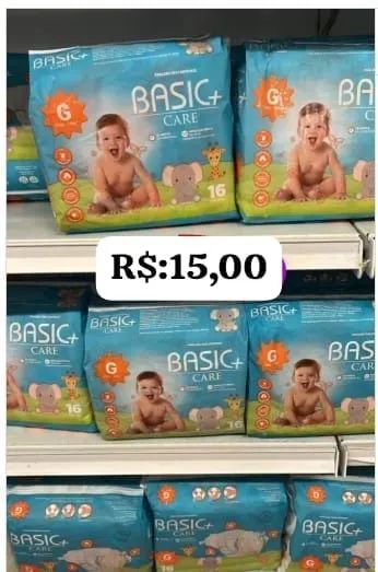 Fralda Descartável Basic+ Care G - 16 unidades
