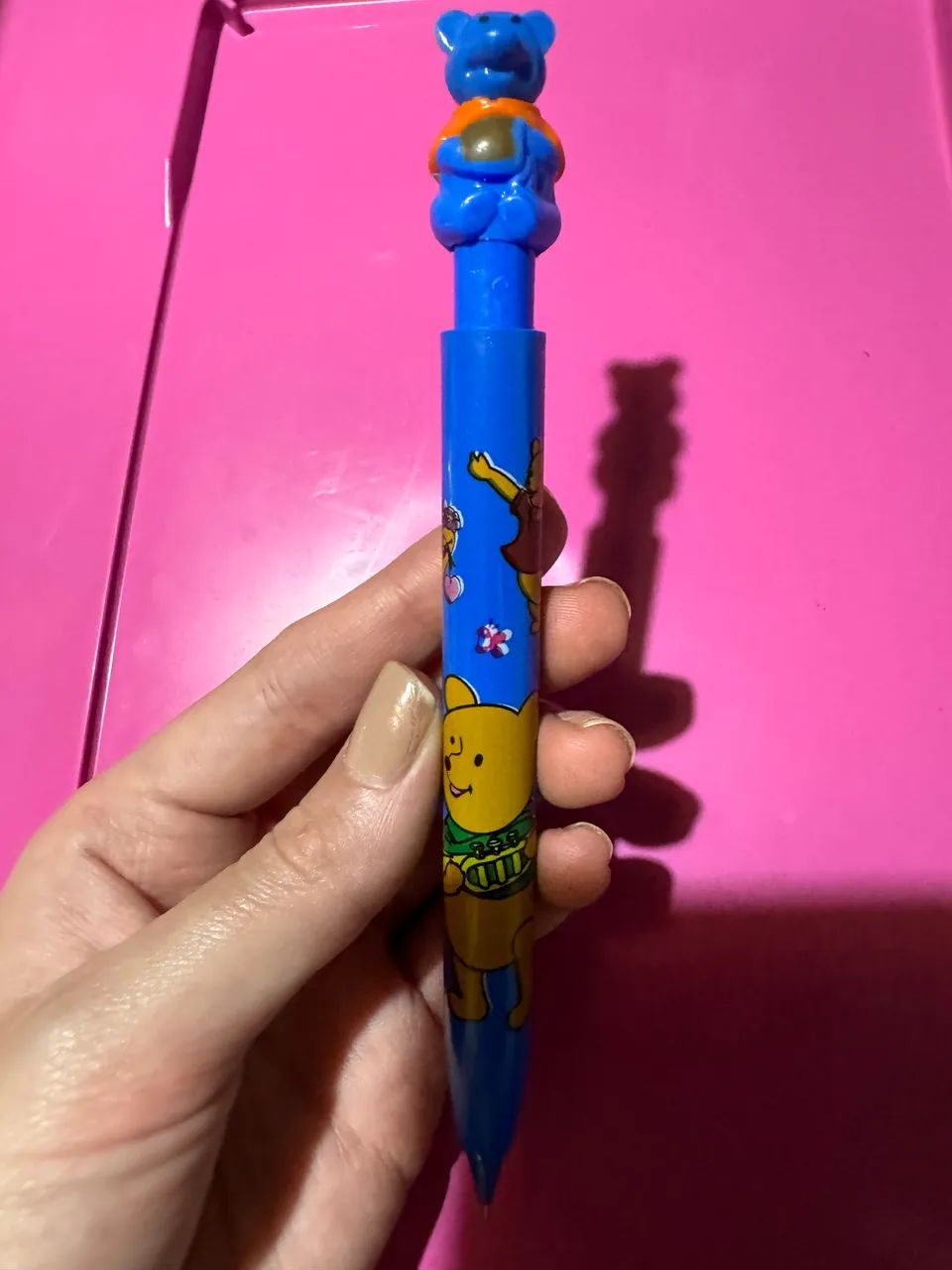 Lapiseira rara e antiga Ursinho Pooh azul década de 80