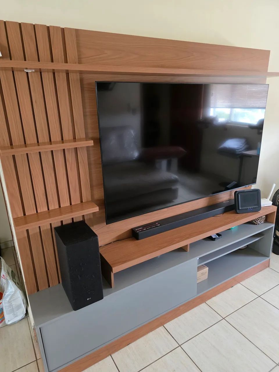 Rack estante Home Theater Freijó cinza para 65 polegadas - Foto 2